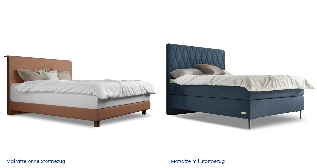 Boxspring-Matratze mit und ohne Bezug