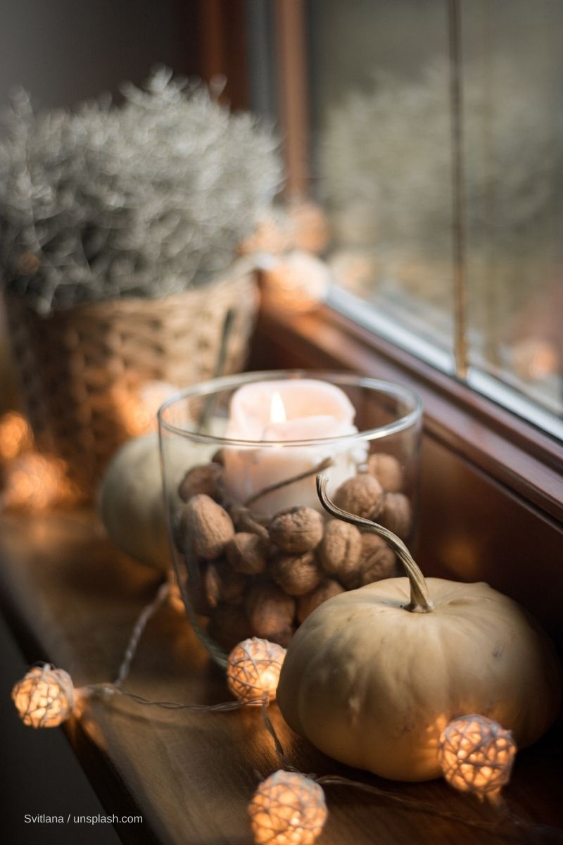 Kerzen Herbstdeko Schlafzimmer