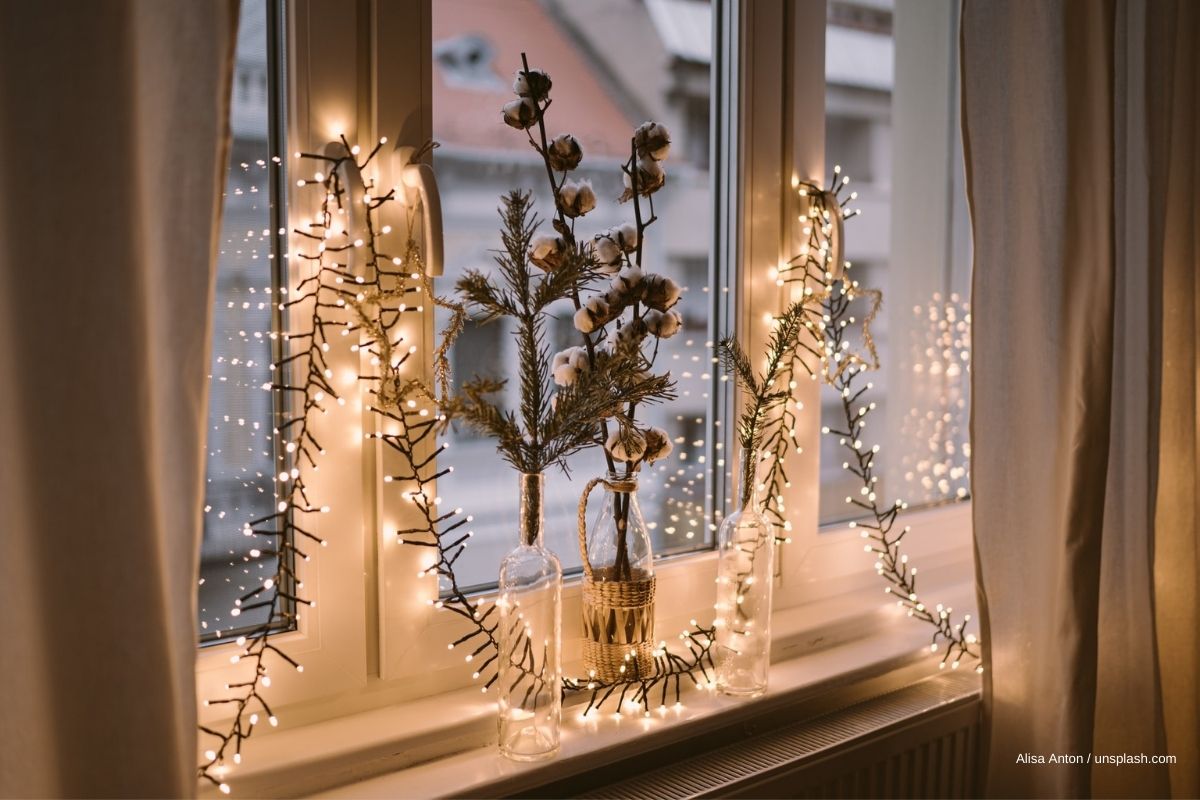 gemütliches Schlafzimmer im Winter